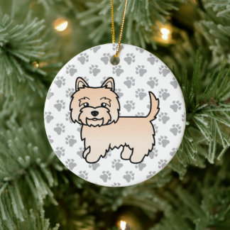 Cream Cairn Terrier Cute Cartoon Dog Ceramic Ornament