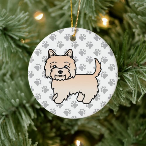 Cream Cairn Terrier Cute Cartoon Dog Ceramic Ornament