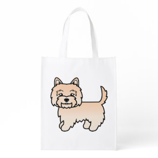 Cream Cairn Terrier Cute Cartoon Dog Grocery Bag