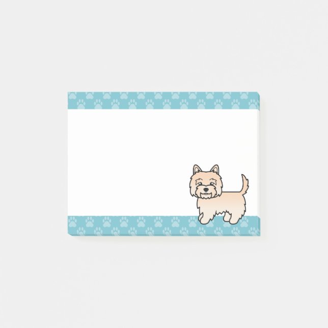 Cream Cairn Terrier Cute Cartoon Dog Illustration Post-it Notes (Front)