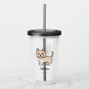 Cream Cairn Terrier Cute Cartoon Dog & Name Acrylic Tumbler