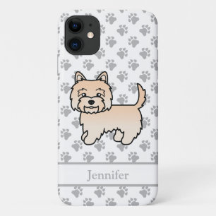 Cream Cairn Terrier Cute Cartoon Dog & Name iPhone 11 Case