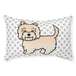 Cream Cairn Terrier Cute Cartoon Dog & Paws Pet Bed