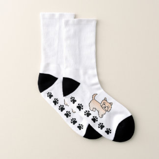 Cream Cairn Terrier Cute Cartoon Dog &amp; Paws Socks