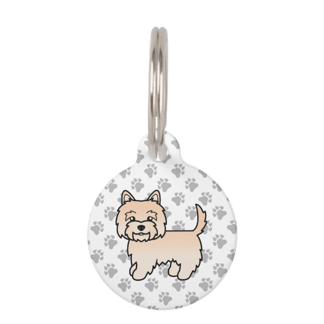 Cream Cairn Terrier Cute Cartoon Dog & Pet's Info Pet ID Tag (Front)