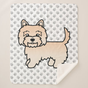 Cream Cairn Terrier Cute Cartoon Dog Sherpa Blanket