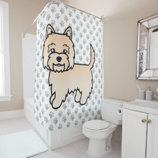 Cream Cairn Terrier Cute Cartoon Dog Shower Curtain