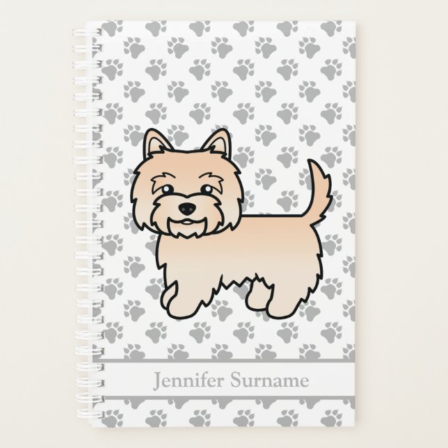 Cream Cairn Terrier Cute Cartoon Dog & Text Planner (Front)