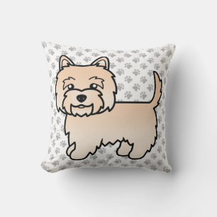 Cream Cairn Terrier Cute Cartoon Dog Throw Pillow