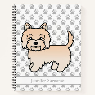 Cream Cairn Terrier Dog Illustration Custom Text Notebook