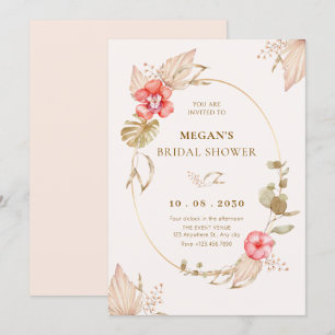 Cream calm floral elegant bridal shower invitation