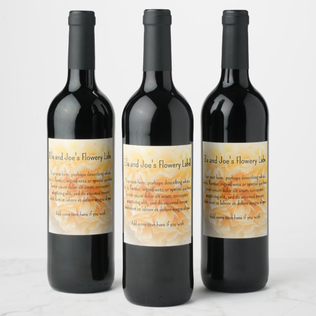 Cream Camellia Elegant Garden Flower Personalized Wine Label (Bottles)