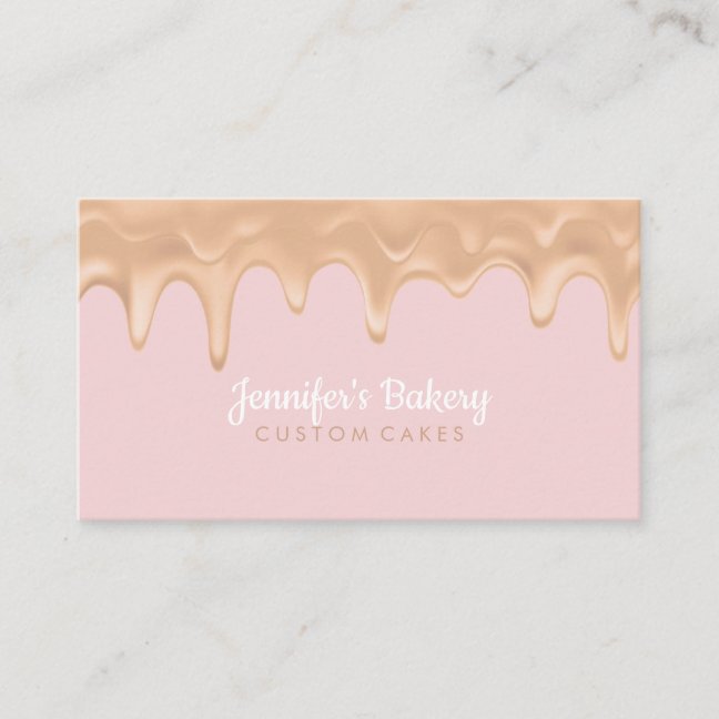 Cream Caramel Dripping Bakery Pastry Chef Cake Business Card