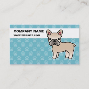 Cream Cartoon French Bulldog Business Card
