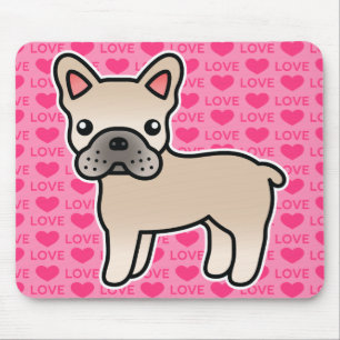 Cream Cartoon French Bulldog Mouse Pad