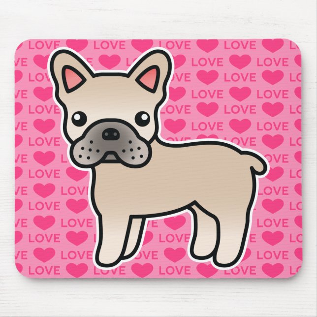Cream Cartoon French Bulldog Mouse Pad (Front)