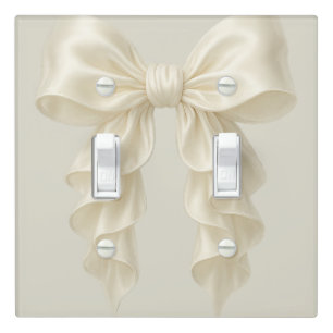 Cream Cascade Ruffle Bow Elegant Posh Girly Light Switch Cover