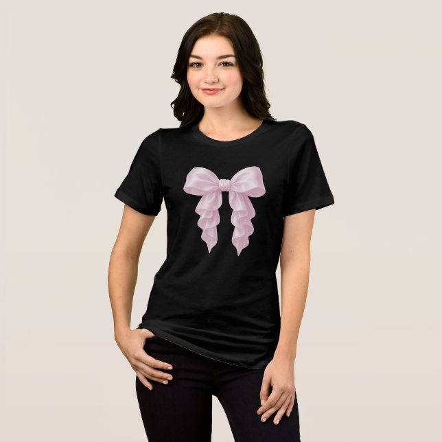 Cream Cascade Ruffle Bow Trendy Posh Girly Tri-Blend Shirt (Front Full)
