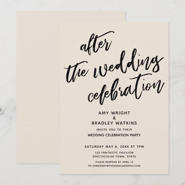 Cream Casual After the Wedding Celebration Invitation (Front/Back)