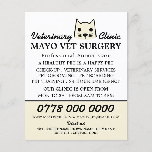 Cream Cat Veterinarian Veterinary Service Flyer