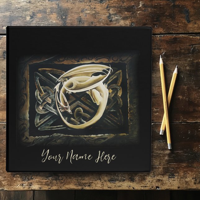 Cream Celtic Art Dragon Fantasy  3 Ring Binder (Creator Uploaded)