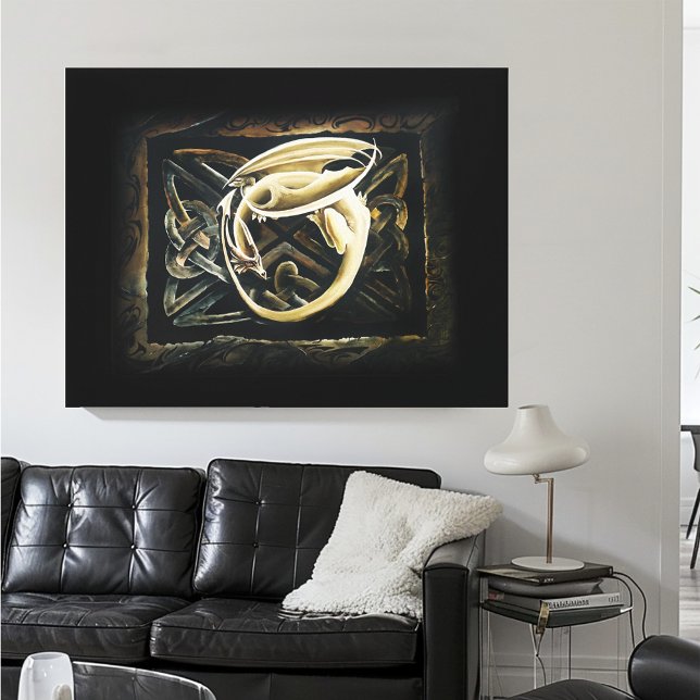 Cream Celtic Art Dragon Fantasy  Canvas Print (Creator Uploaded)
