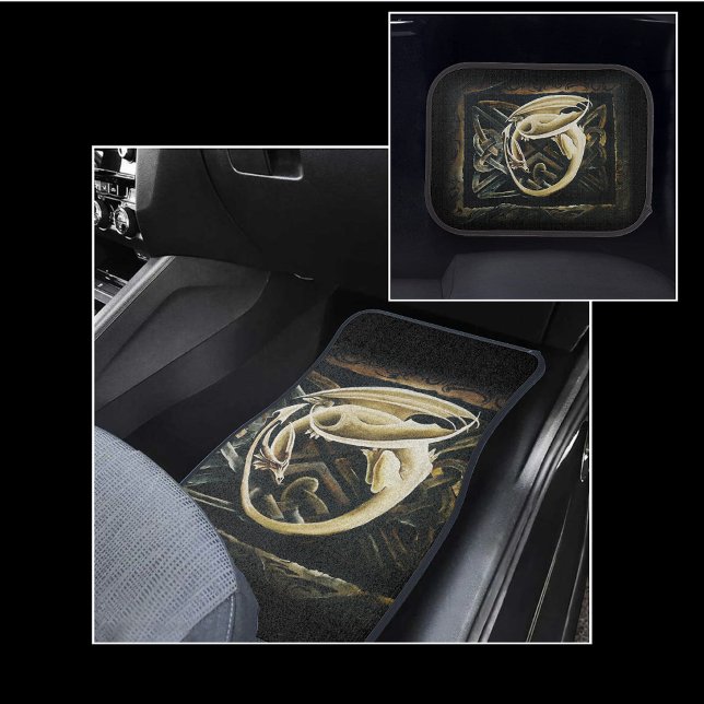 Cream Celtic Art Dragon Fantasy Car Floor Mat (Creator Uploaded)