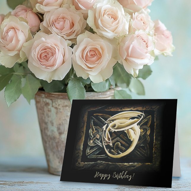 Cream Celtic Art Dragon Fantasy Card (Creator Uploaded)