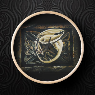 Cream Celtic Art Dragon Fantasy Clock
