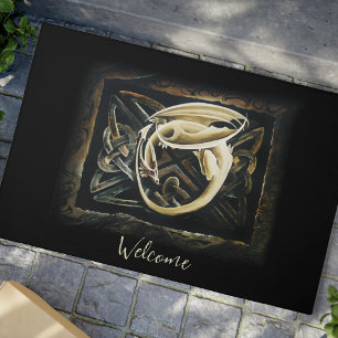 Cream Celtic Art Dragon Fantasy Doormat