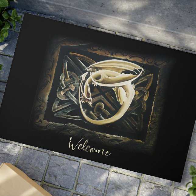Cream Celtic Art Dragon Fantasy Doormat (Creator Uploaded)