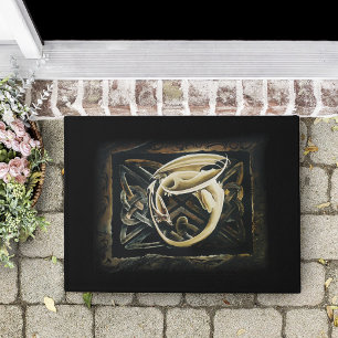 Cream Celtic Art Dragon Fantasy Doormat
