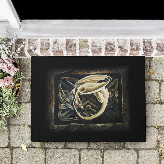 Cream Celtic Art Dragon Fantasy Doormat (Creator Uploaded)