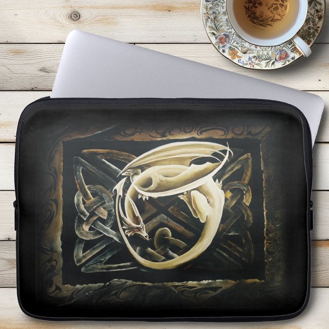 Cream Celtic Art Dragon Fantasy Laptop Sleeve (Creator Uploaded)