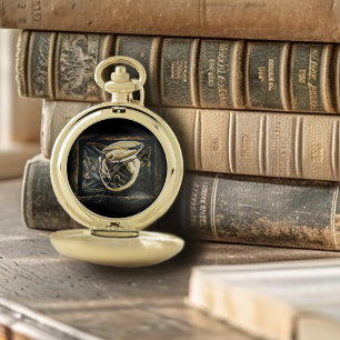 Cream Celtic Art Dragon Fantasy Pocket Watch