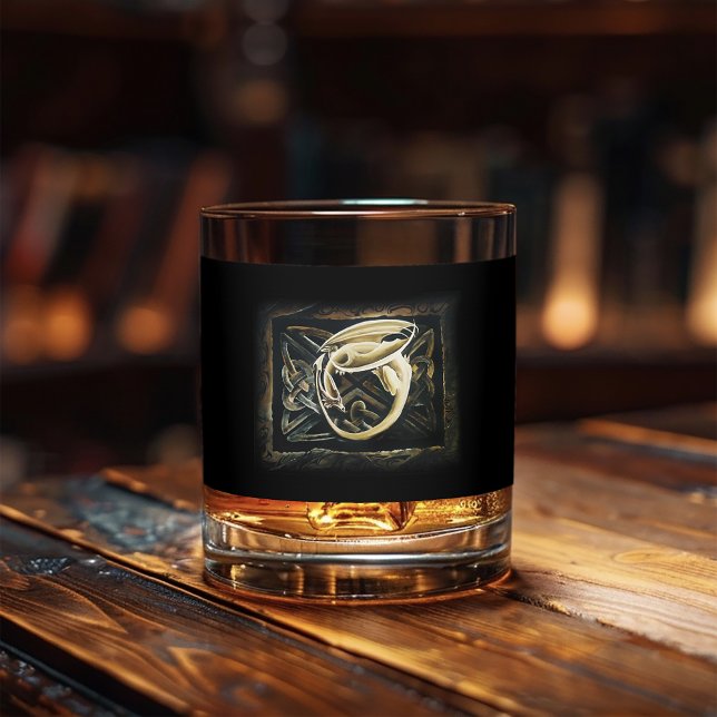 Cream Celtic Art Dragon Fantasy Whiskey Glass (Creator Uploaded)