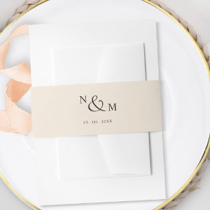 Cream Champagne Modern Simple Wedding Invitation Belly Band