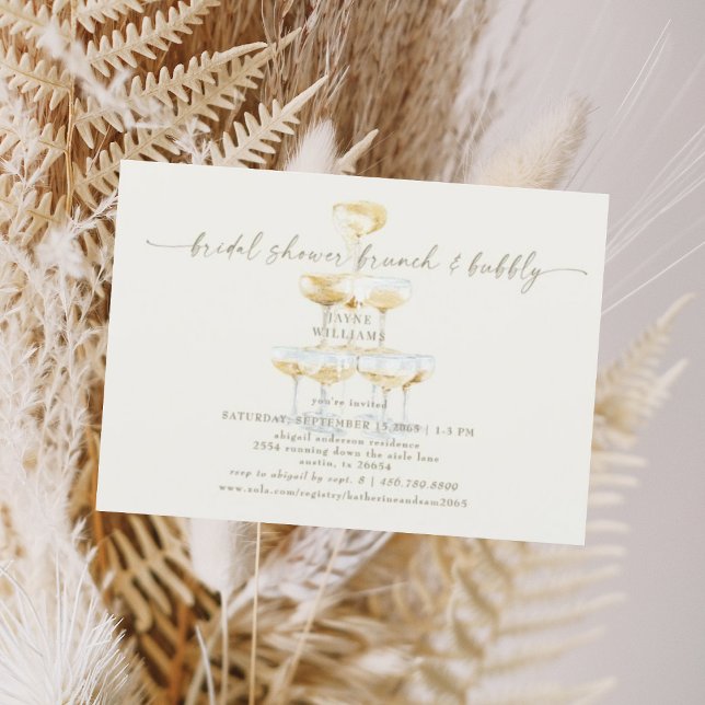 Cream Champagne Tower Bridal Shower Brunch Invitation (Creator Uploaded)