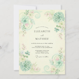 Cream Champagne Vine Wedding Invitation