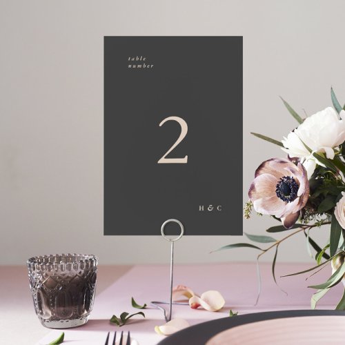 Cream Charcoal Modern Elegant Two Tone Wedding Table Number