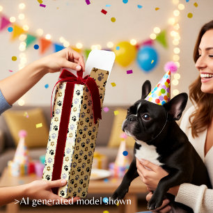 Cream & Charcoal Paw Print – Dog Lover Pattern Wine Box