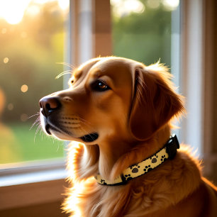 Cream & Charcoal Paw Print –Neutral Dog Lover Pet Collar