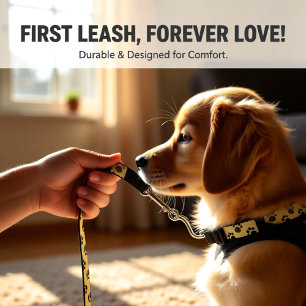 Cream & Charcoal Paw Print – Neutral Dog Lover Pet Leash