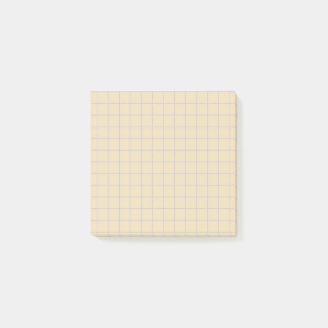 Cream Checkered Pattern Minimal Grid Design Office Post-it Notes (Front)