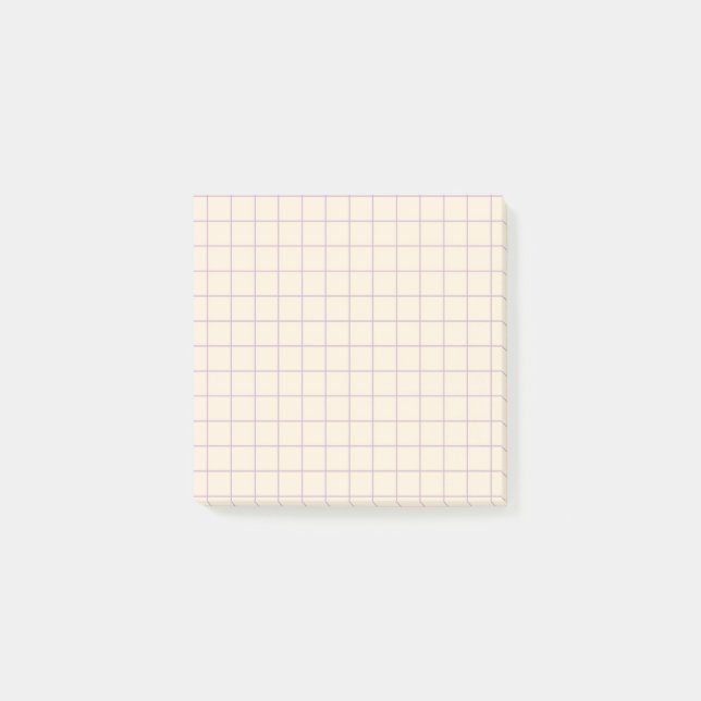 Cream Checkered Pattern Soft Grid Design Office Post-it Notes (Front)