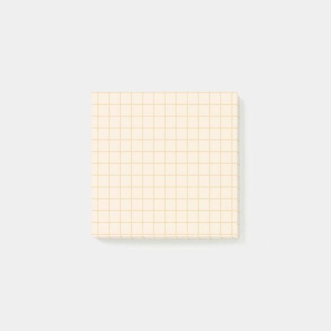 Cream Checkered Pattern Soft Grid Design Office Post-it Notes (Front)
