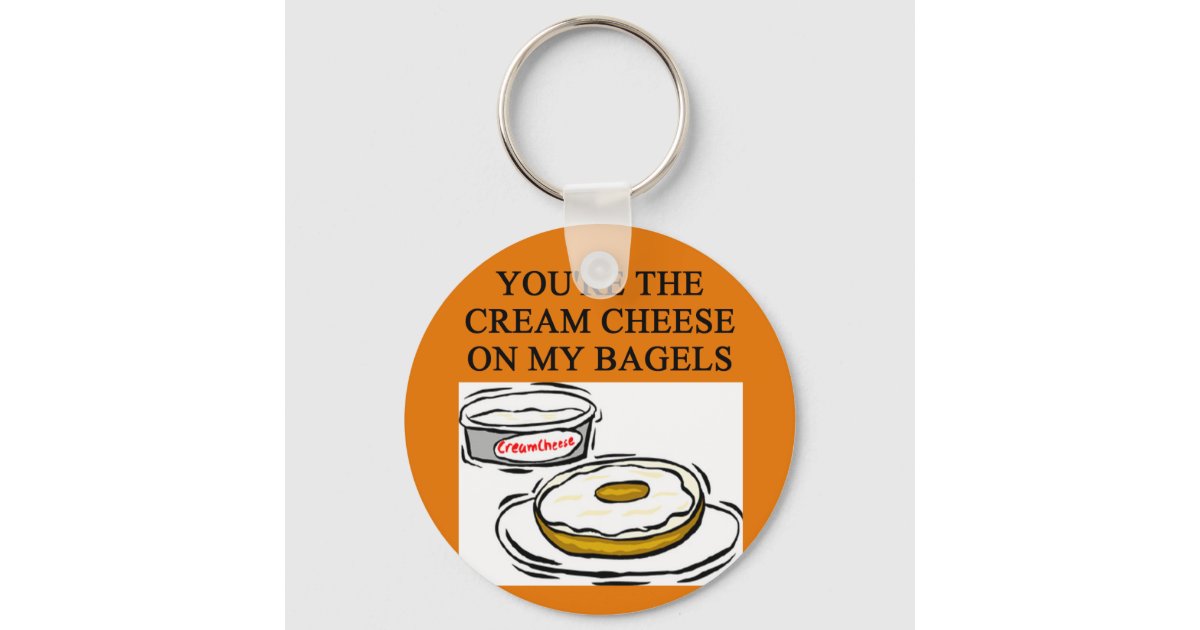 cream cheese and bagels keychain Zazzle