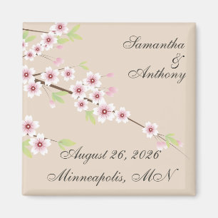 Cream Cherry Blossom Save the Date Magnets