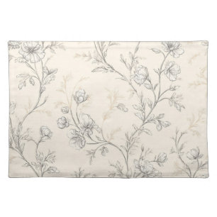 Cream Chic Floral Wedding Cloth Placemat