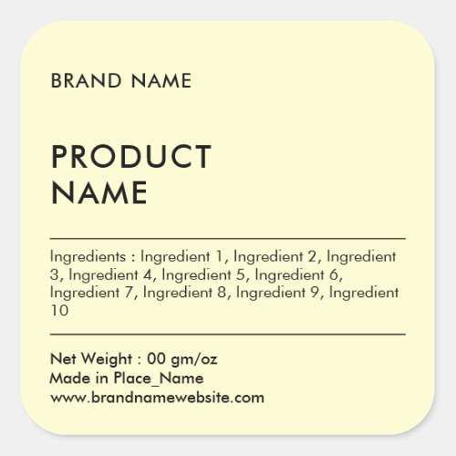 Cream  Chic Minimalist Brand Name Product Label